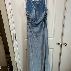 Elegant Blue Velvet Dress